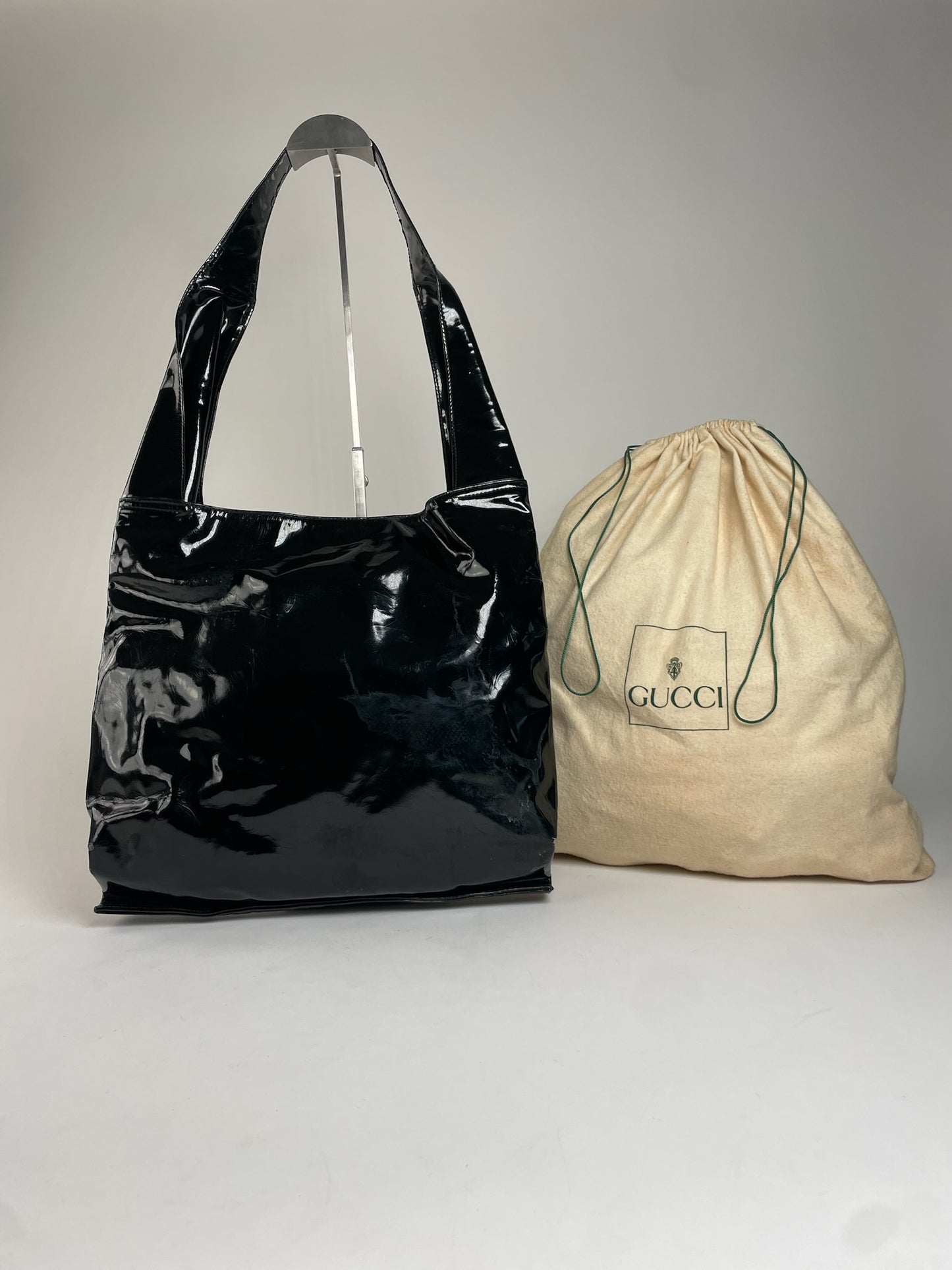 Vintage Gucci Patent Leather Handbag Black