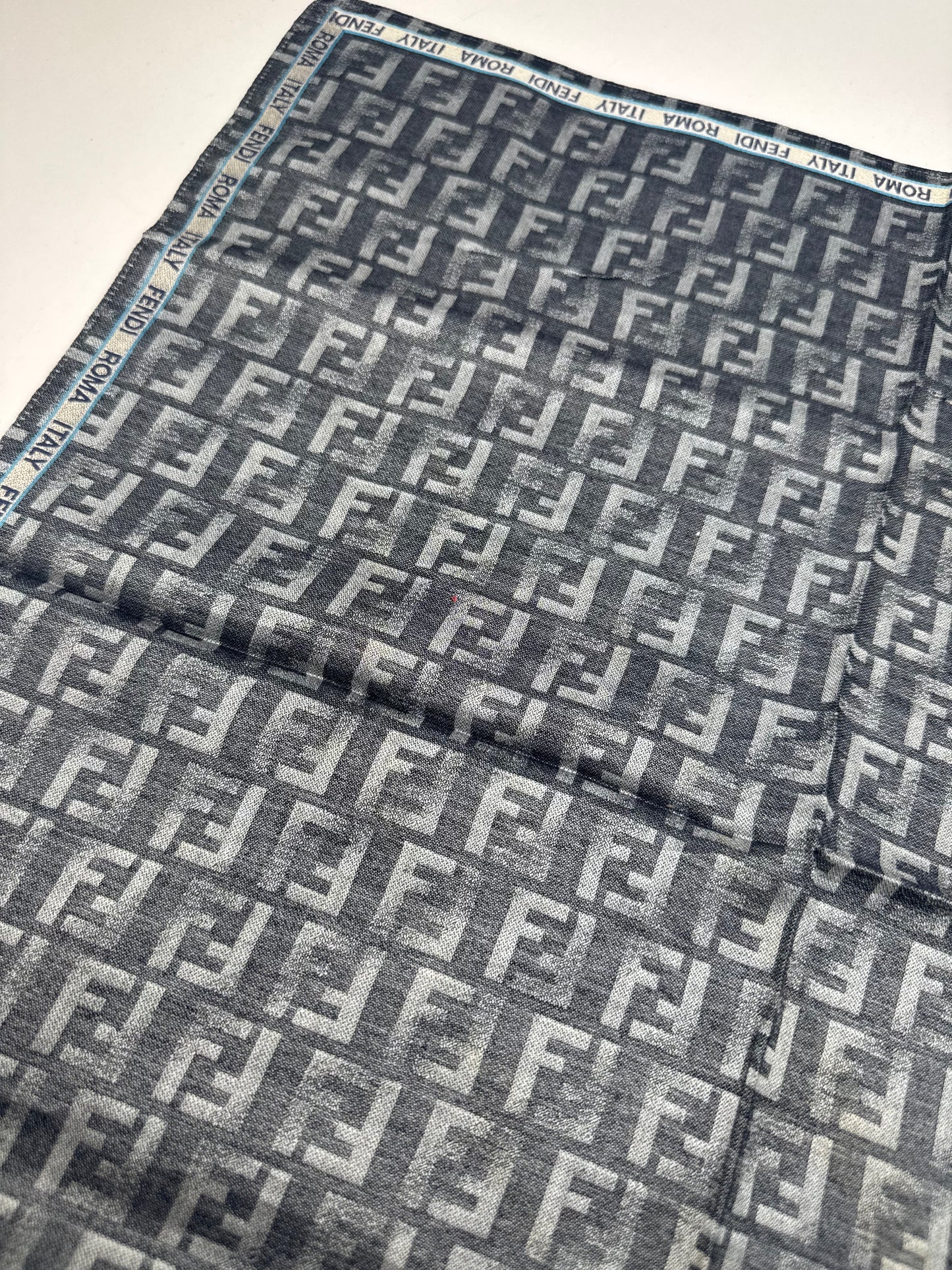 Vintage Fendi FF monogram Scarf Grey Blue