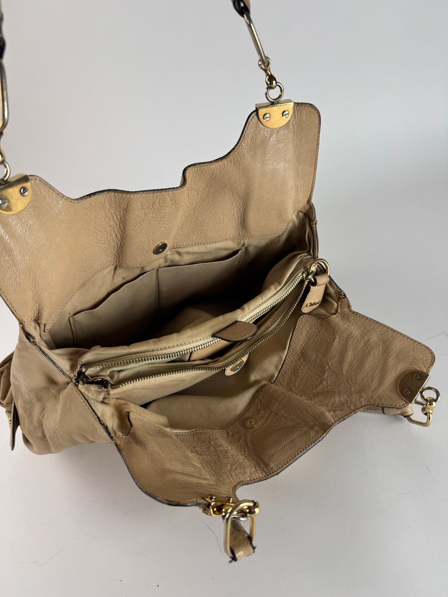 Vintage Chloe Leather Handbag Tote bag Beige