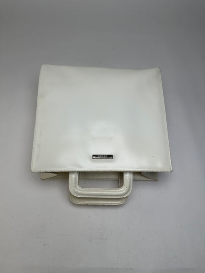 Vintage Gucci Structured Leather Top-Handle Bag White Silver
