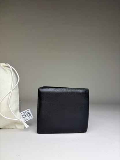 Vintage Loewe Puzzle Bifold Leather Wallet Black Burgundy