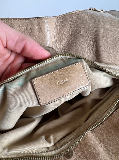 Vintage Chloe Leather Handbag Tote bag Beige