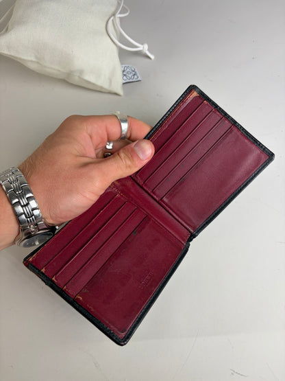 Vintage Loewe Puzzle Bifold Leather Wallet Black Burgundy