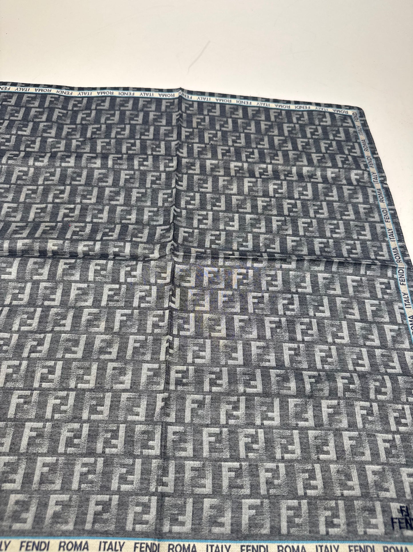 Vintage Fendi FF monogram Scarf Grey Blue