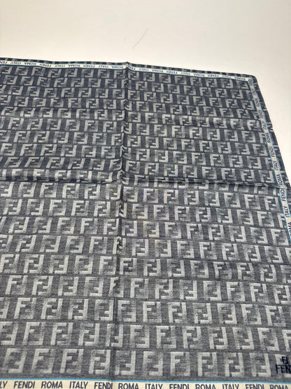 Vintage Fendi FF monogram Scarf Grey Blue