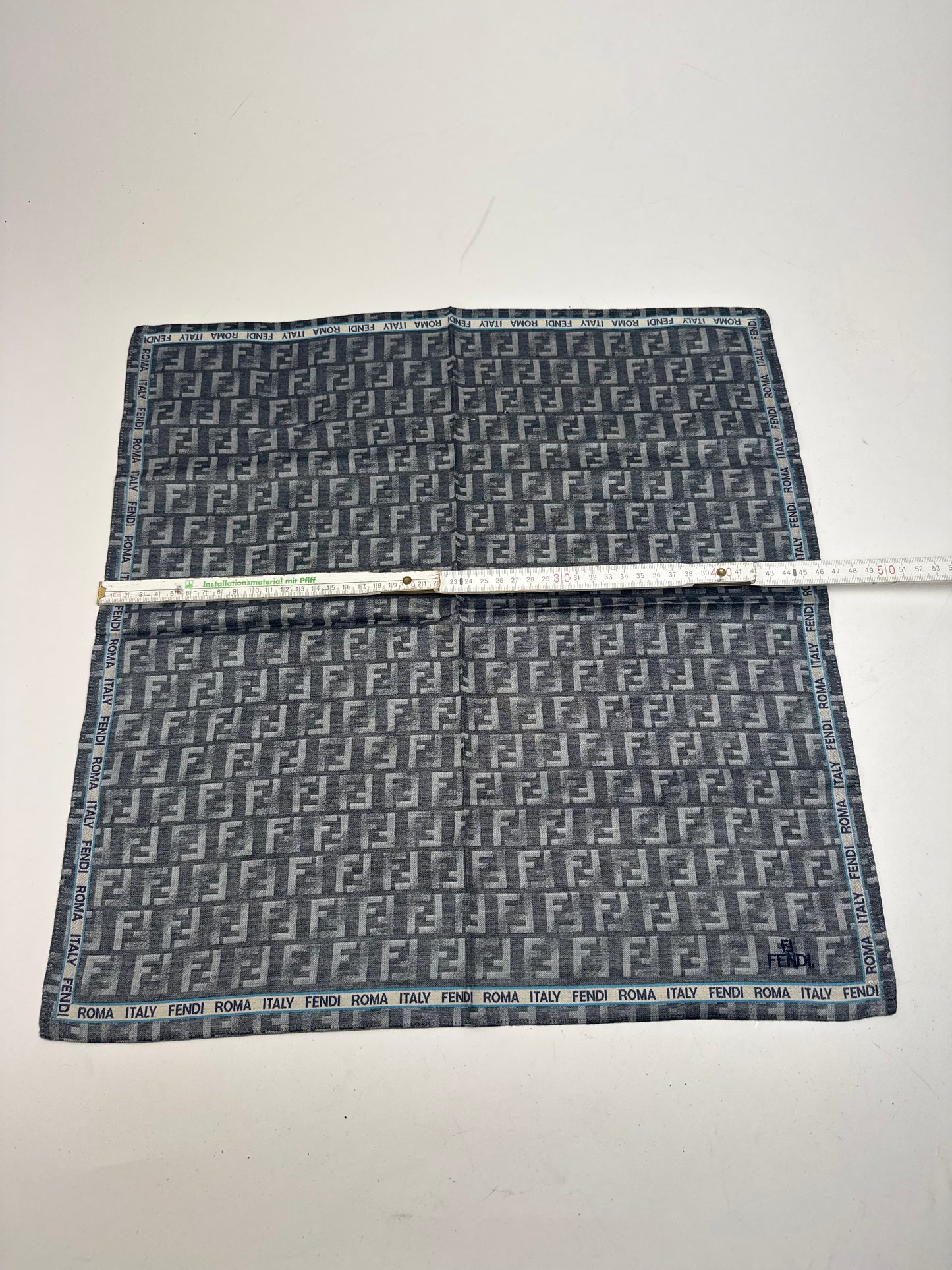 Vintage Fendi FF monogram Scarf Grey Blue