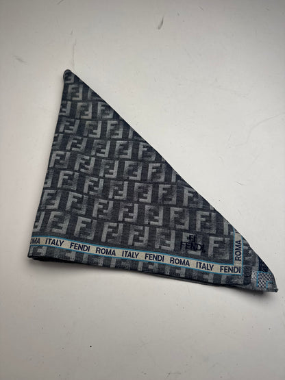 Vintage Fendi FF monogram Scarf Grey Blue