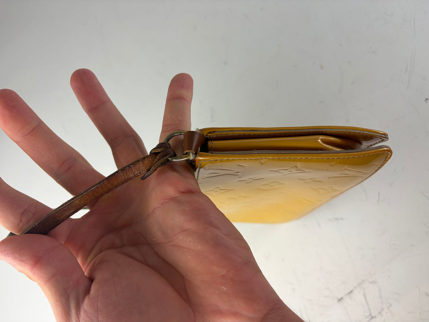 Vintage Louis Vuitton Monogram Vernis Clutch Bag Yellow Gold