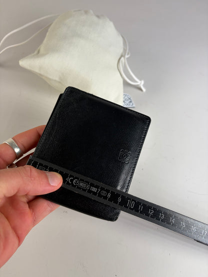 Vintage Loewe Puzzle Bifold Leather Wallet Black Burgundy