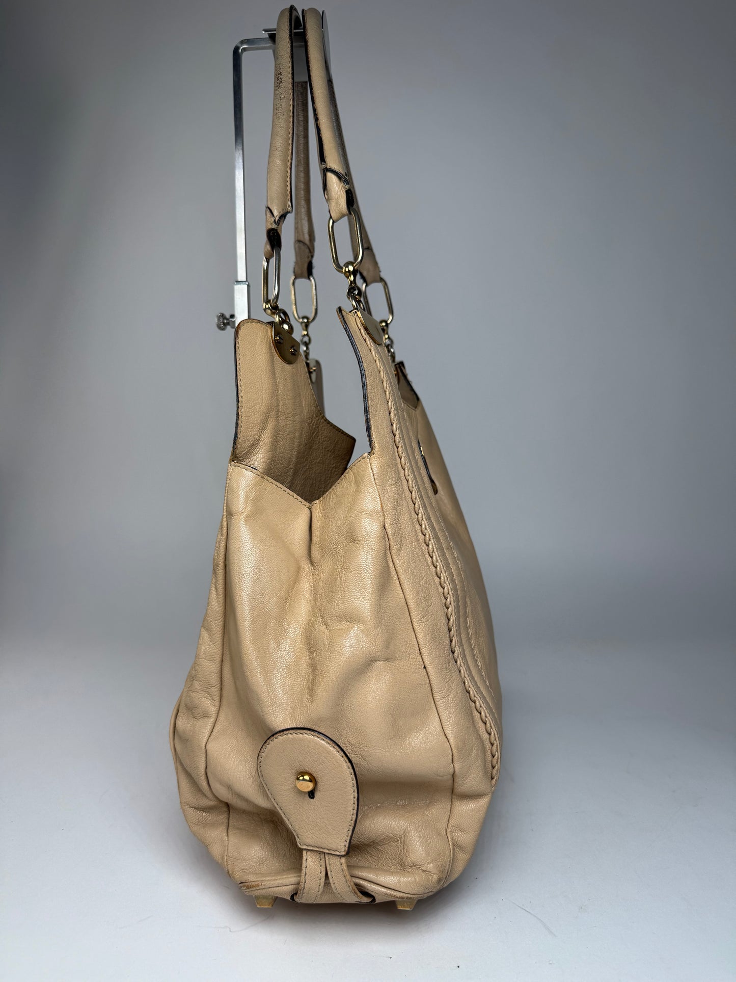 Vintage Chloe Leather Handbag Tote bag Beige