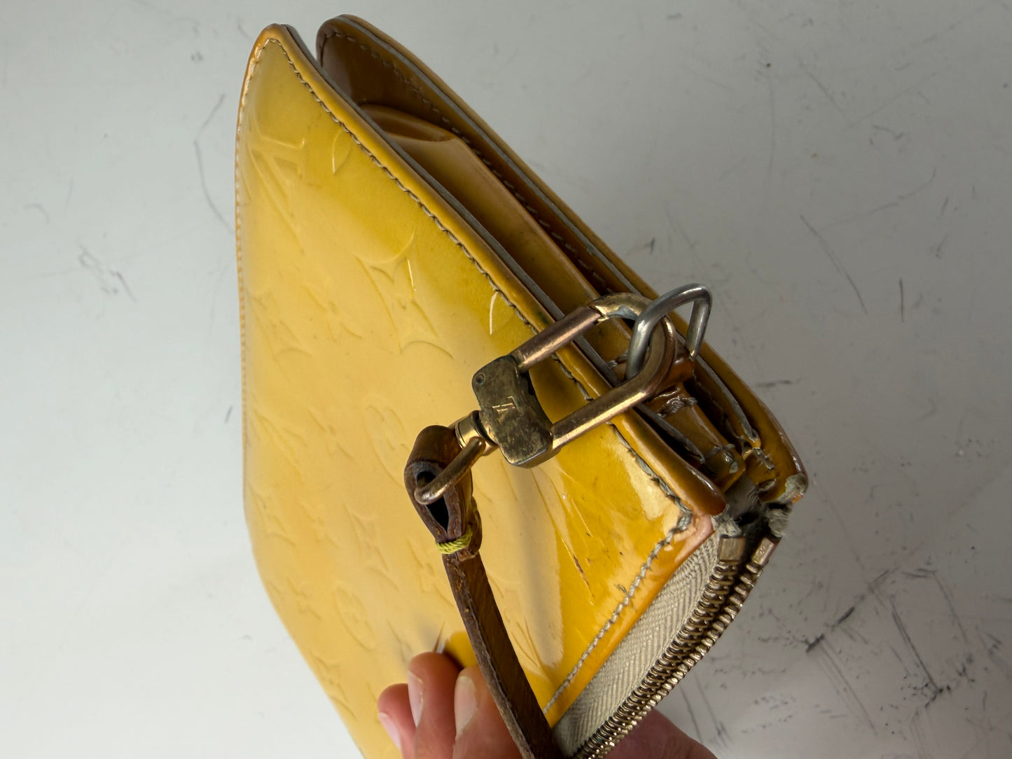 Vintage Louis Vuitton Monogram Vernis Clutch Bag Yellow Gold