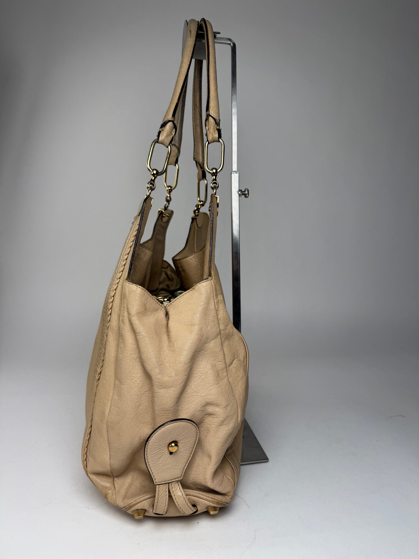 Vintage Chloe Leather Handbag Tote bag Beige