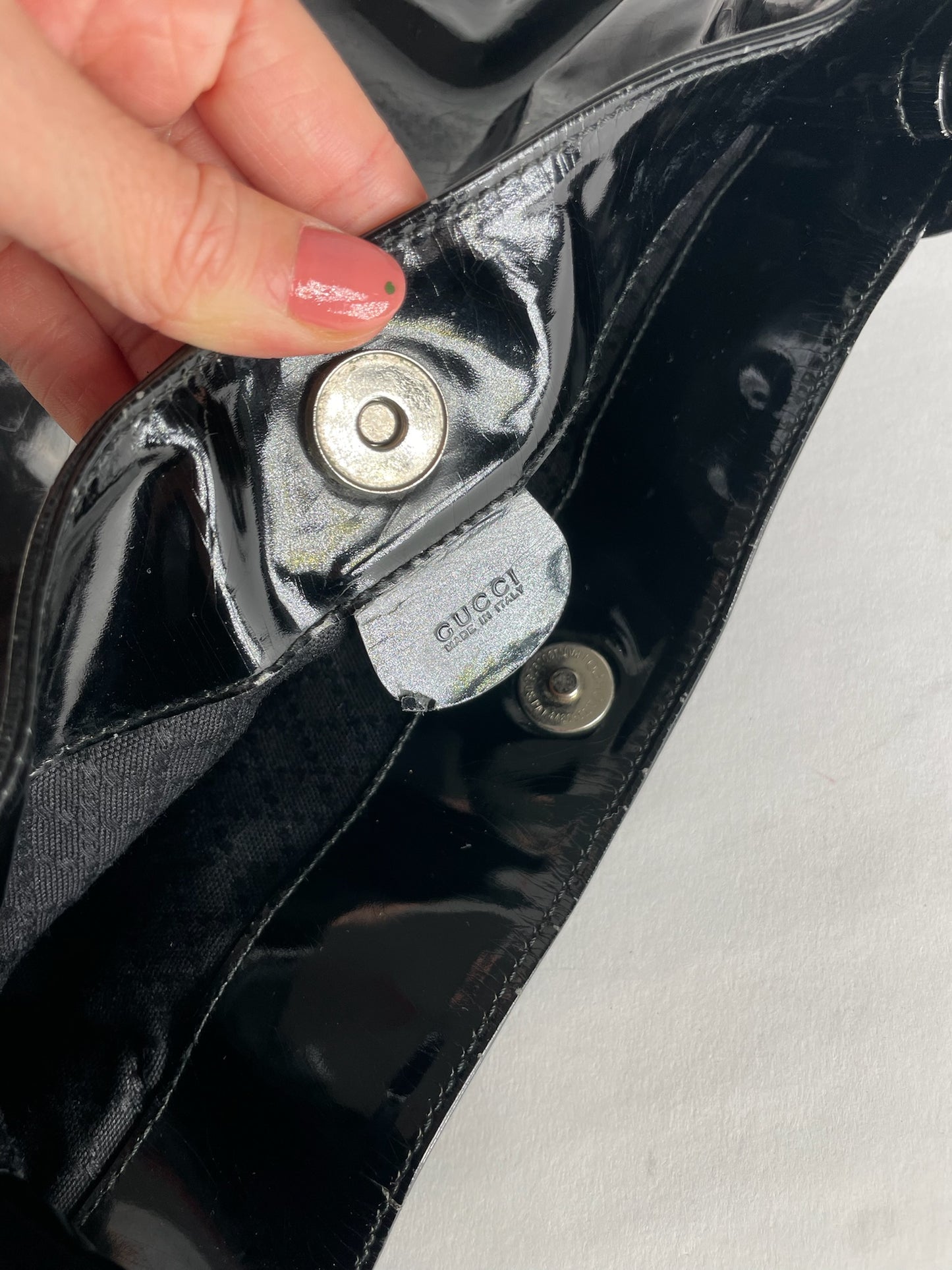Vintage Gucci Patent Leather Handbag Black