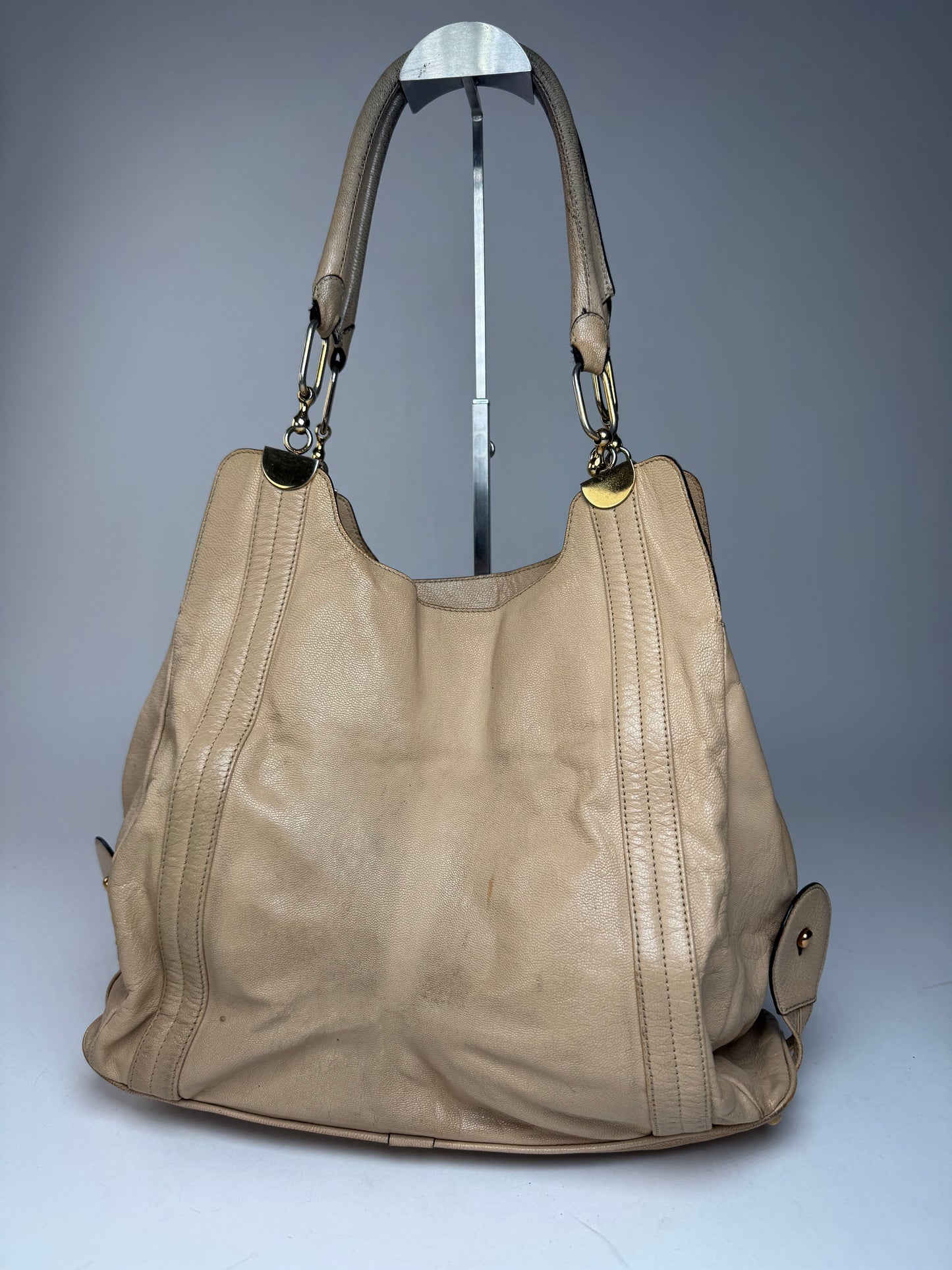 Vintage Chloe Leather Handbag Tote bag Beige