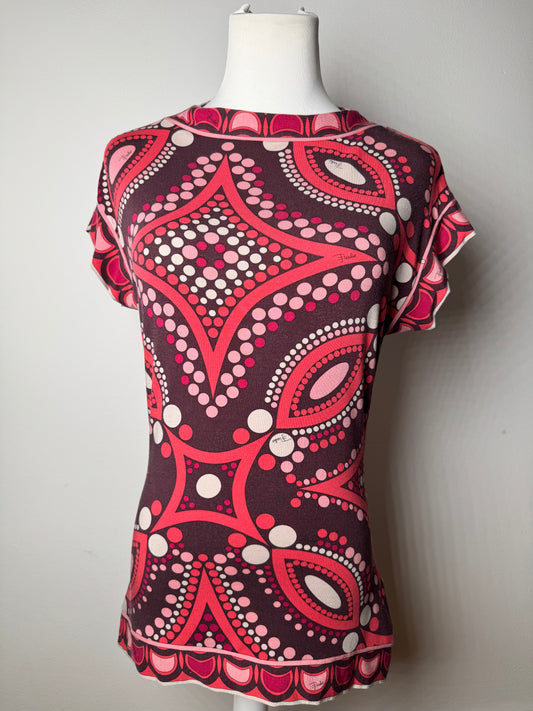 Vintage Emilio Pucci Abstract Colored Top Red M