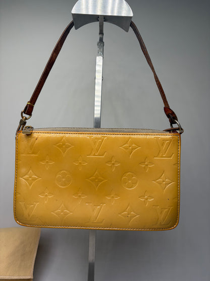 Vintage Louis Vuitton Monogram Vernis Clutch Bag Yellow Gold