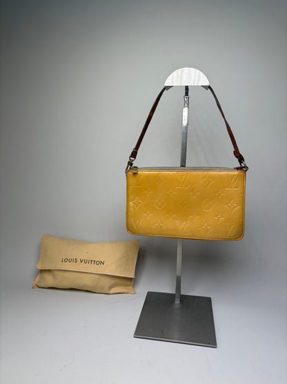 Vintage Louis Vuitton Monogram Vernis Clutch Bag Yellow Gold