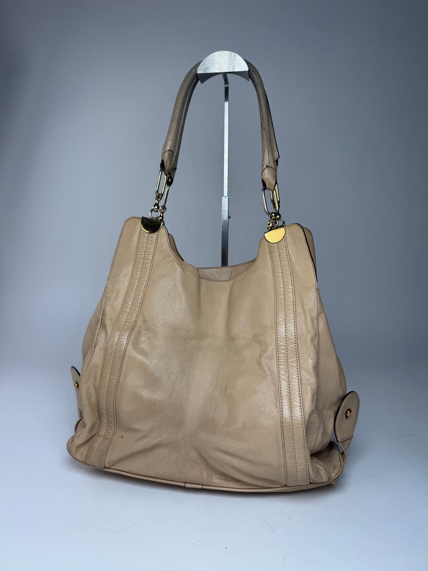 Vintage Chloe Leather Handbag Tote bag Beige