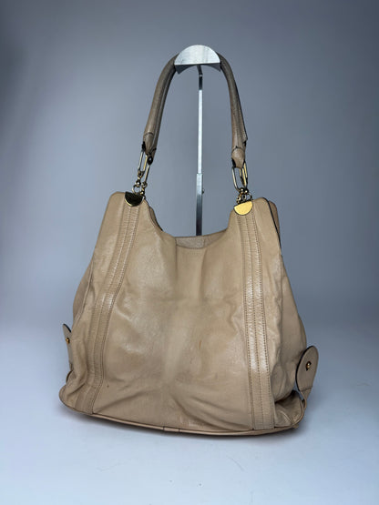 Vintage Chloe Leather Handbag Tote bag Beige