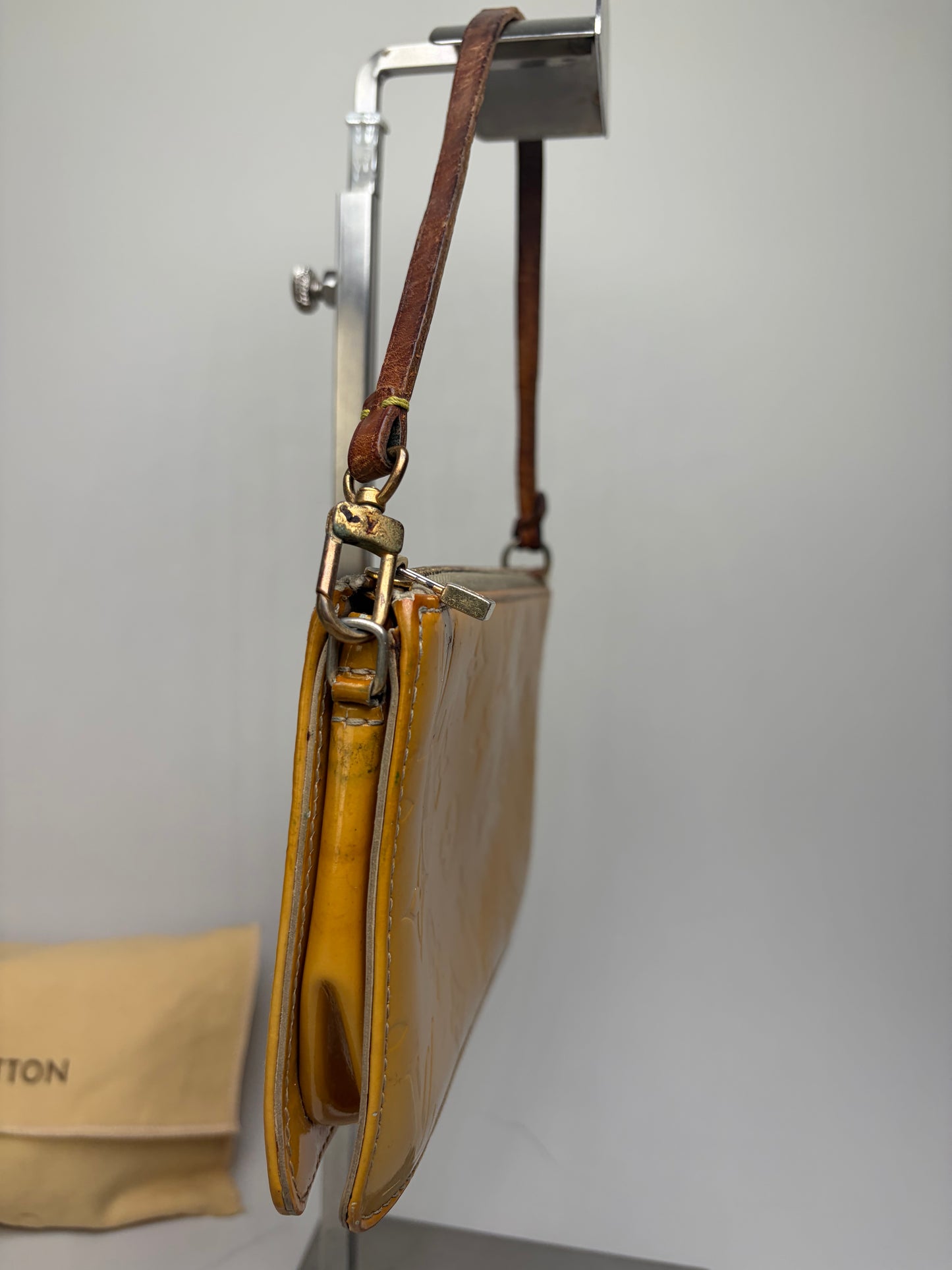 Vintage Louis Vuitton Monogram Vernis Clutch Bag Yellow Gold