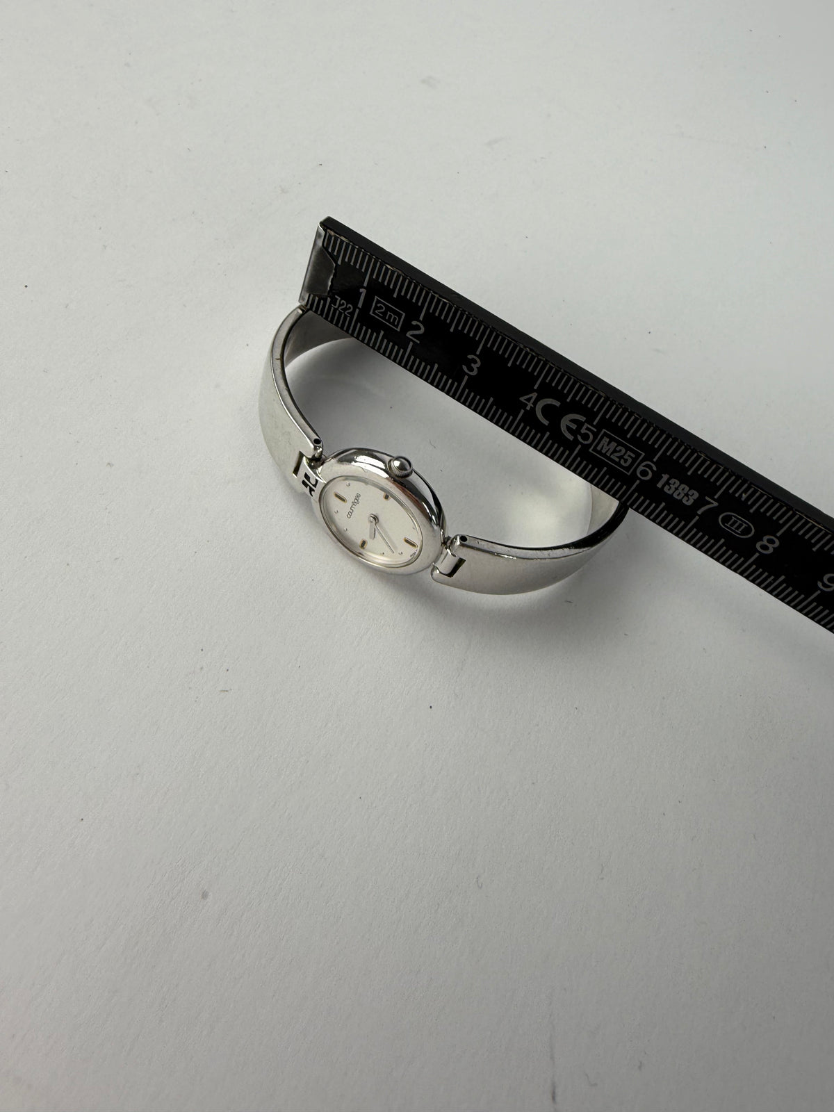 Vintage Courrèges Stainless Steel Bracelet Watch c. Early 1990s Silver White