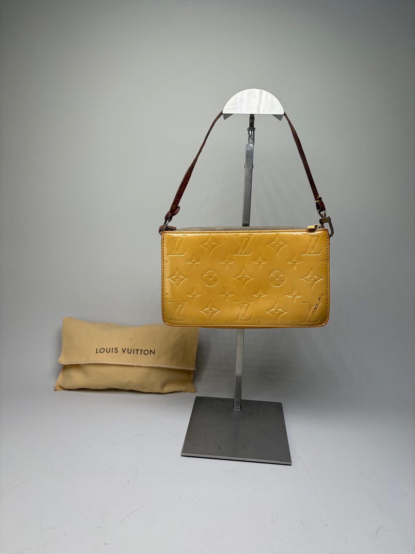 Vintage Louis Vuitton Monogram Vernis Clutch Bag Yellow Gold