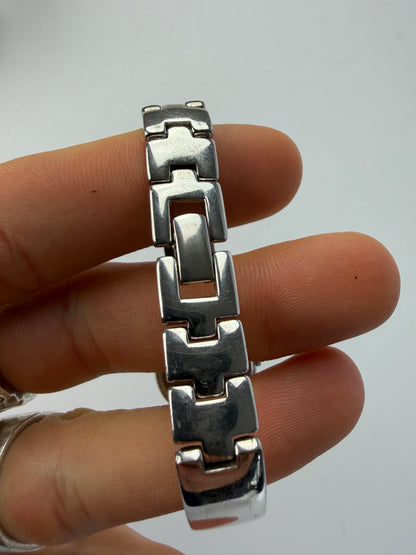 Vintage Courrèges Stainless Steel Bracelet Watch c. Early 1990s Silver White