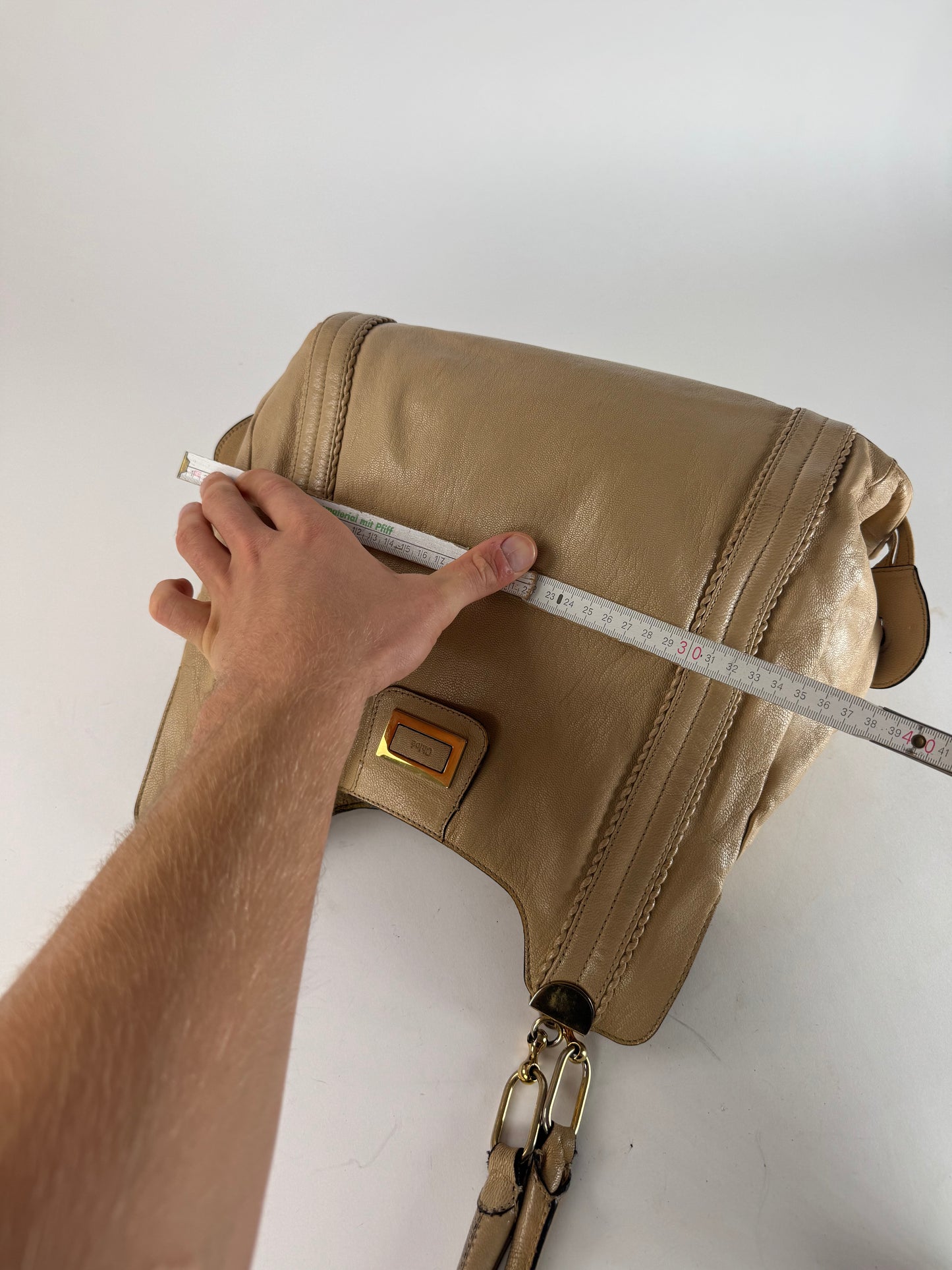 Vintage Chloe Leather Handbag Tote bag Beige