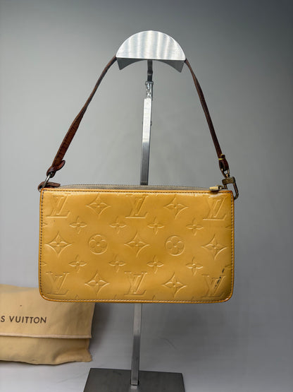 Vintage Louis Vuitton Monogram Vernis Clutch Bag Yellow Gold