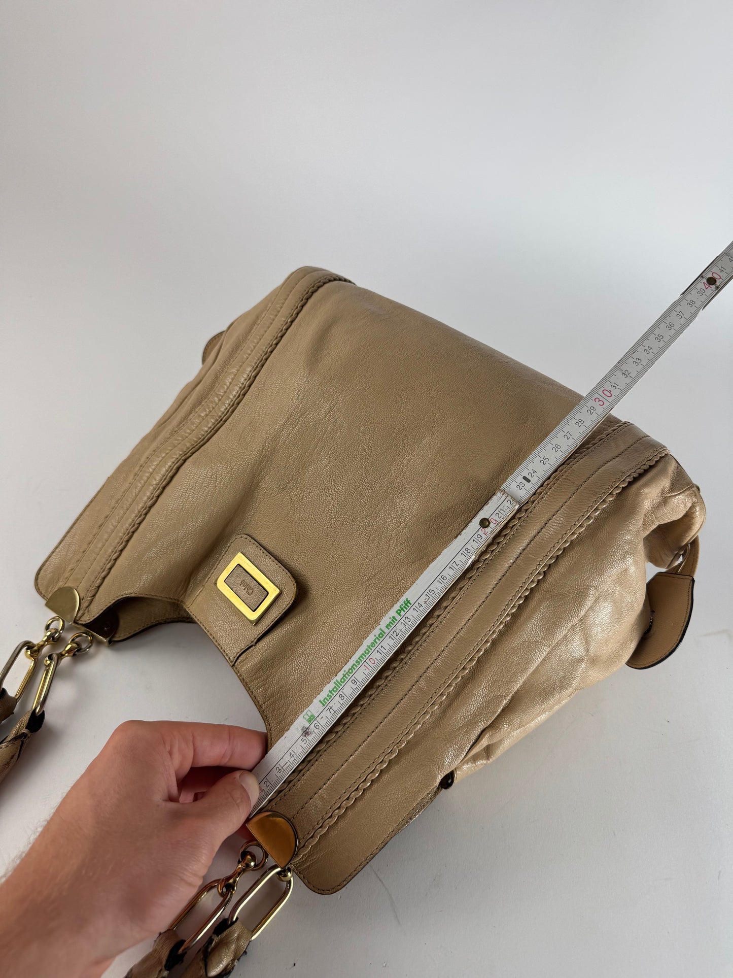 Vintage Chloe Leather Handbag Tote bag Beige