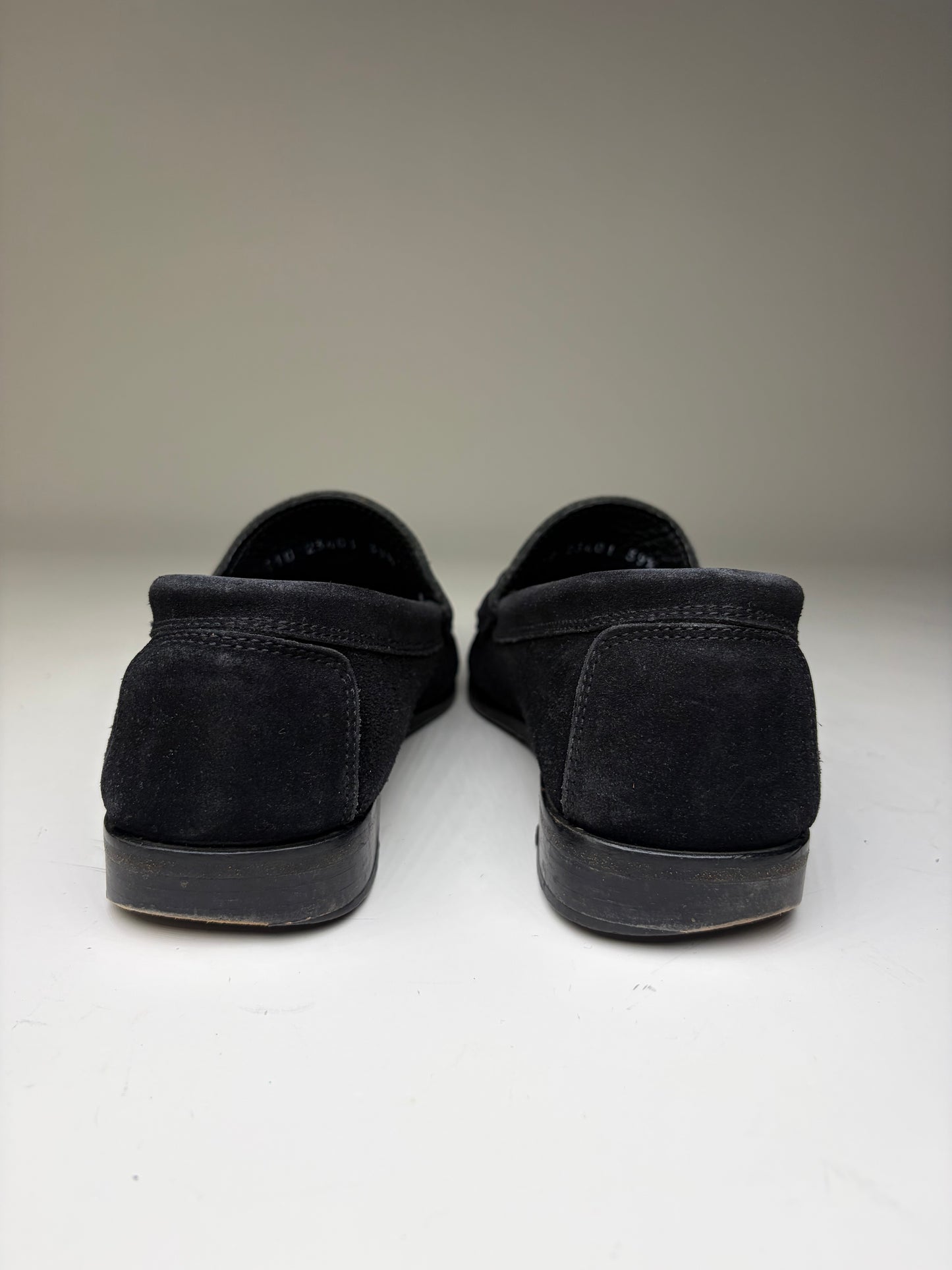 Vintage Gucci Suede Loafers Black Gold-Tone Chain EU39.5