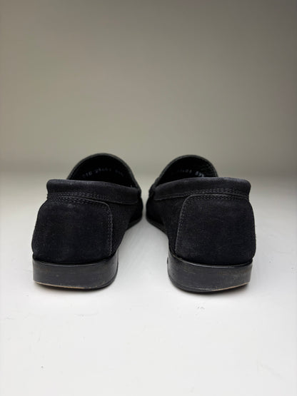 Vintage Gucci Suede Loafers Black Gold-Tone Chain EU39.5