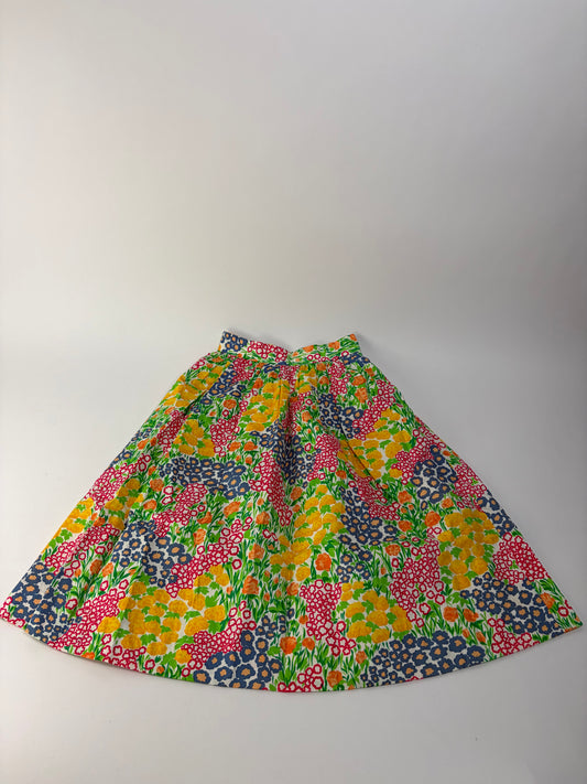 Vintage Givenchy Floral Cotton Blend A-Line Skirt Multicolor approx. XS