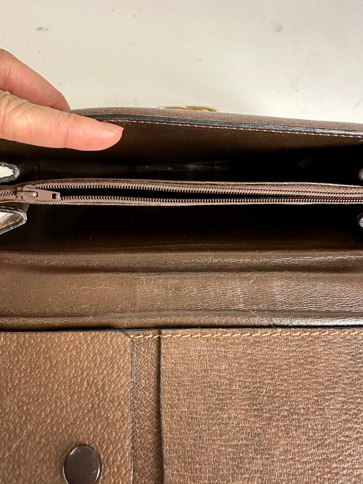 Vintage Gucci Bifold Wallet Brown Green Red Stripe