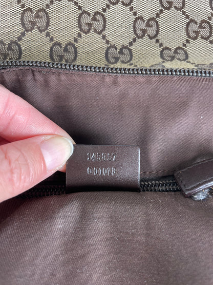 Vintage Gucci GG Supreme Chain Shoulder Bag Beige Brown
