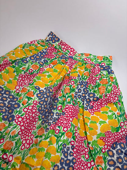 Vintage Givenchy Floral Cotton Blend A-Line Skirt Multicolor approx. XS
