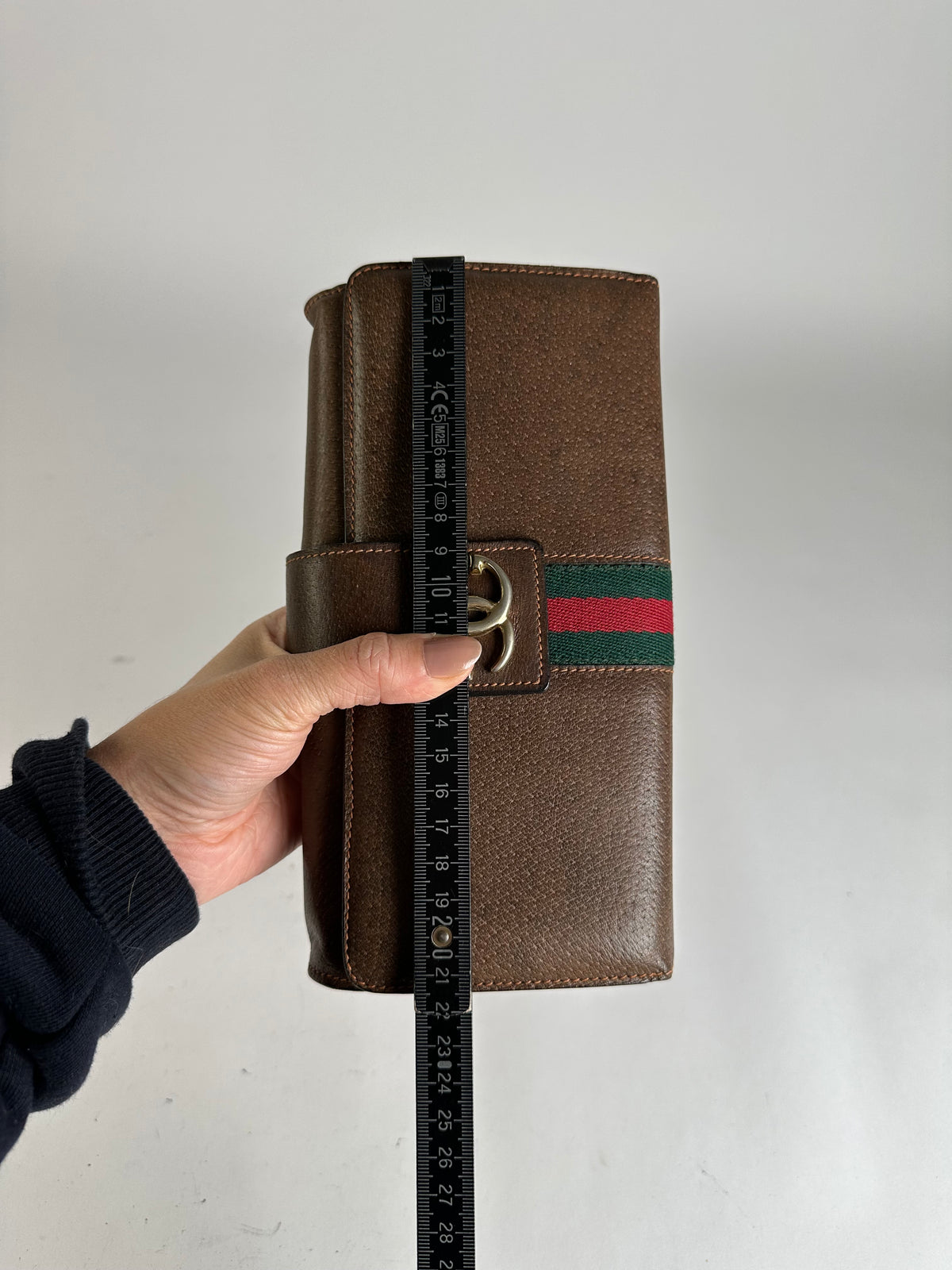 Vintage Gucci Bifold Wallet Brown Green Red Stripe