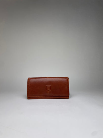 Vintage Celine Leather Bifold Wallet Tan Gold