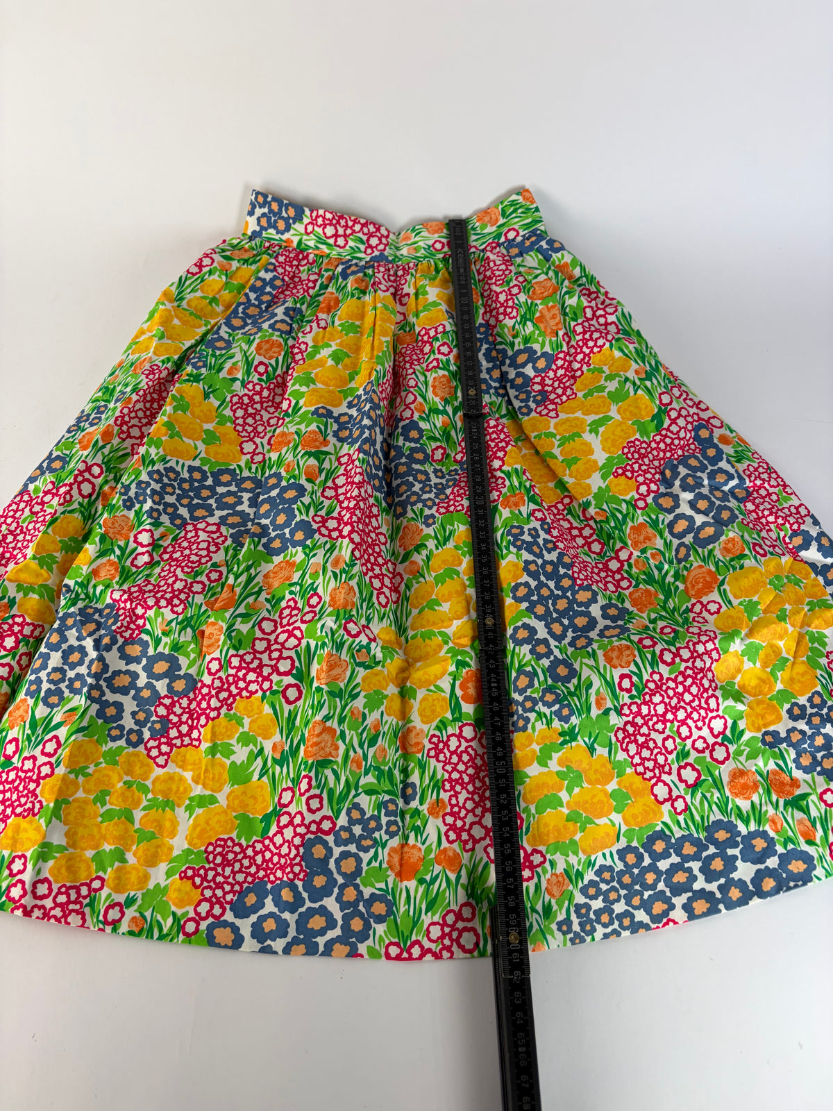 Vintage Givenchy Floral Cotton Blend A-Line Skirt Multicolor approx. XS