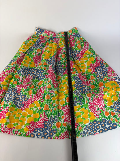 Vintage Givenchy Floral Cotton Blend A-Line Skirt Multicolor approx. XS