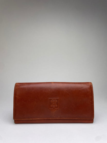 Vintage Celine Leather Bifold Wallet Tan Gold
