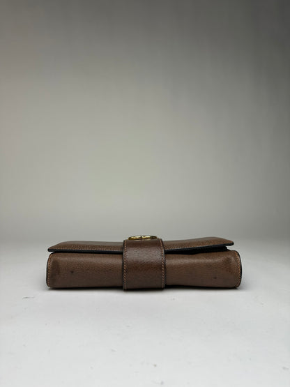 Vintage Gucci Bifold Wallet Brown Green Red Stripe