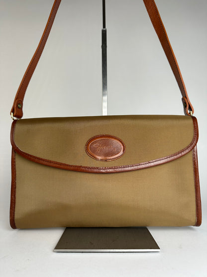 Vintage Givenchy Leather / Canvas Shoulder Bag Camel / Brown