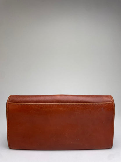 Vintage Celine Leather Bifold Wallet Tan Gold