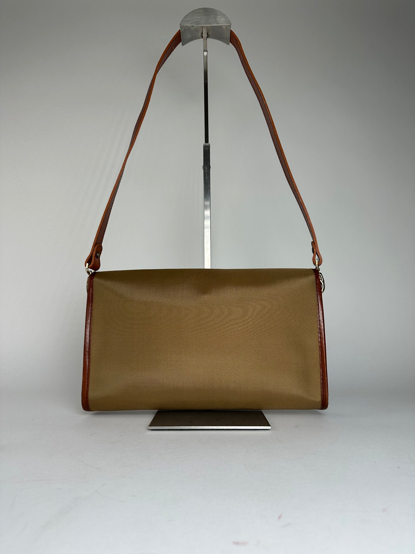 Vintage Givenchy Leather / Canvas Shoulder Bag Camel / Brown