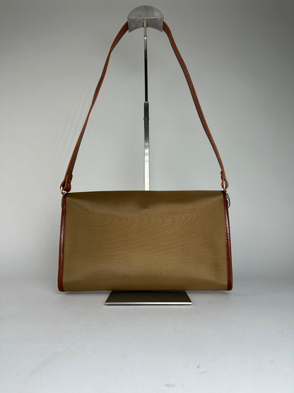 Vintage Givenchy Leather / Canvas Shoulder Bag Camel / Brown