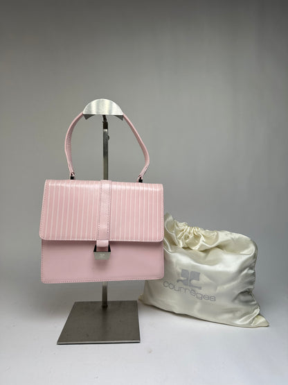 Vintage Courreges Flap Crossbody Bag Light Pink Leather c. Early 2000s