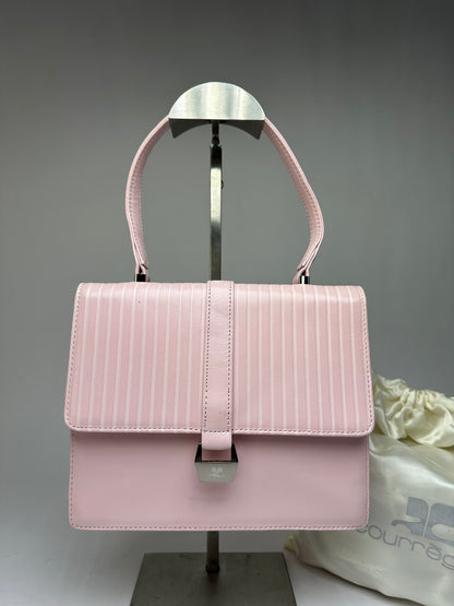 Vintage Courreges Flap Crossbody Bag Light Pink Leather c. Early 2000s