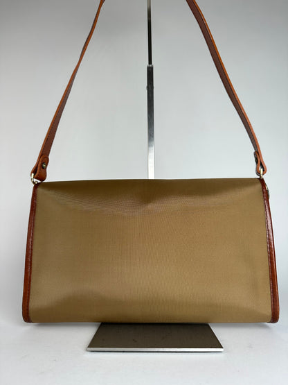 Vintage Givenchy Leather / Canvas Shoulder Bag Camel / Brown
