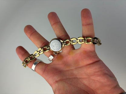 Vintage Courreges Bracelet Watch Gold-Tone Cream Dial